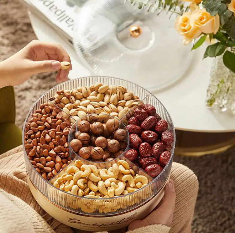 5 Grid Dry Fruit Rotating Tray, Tabletop Snack Storage Container, Creative Light Luxury Candy Storage Tray 5 Grid Dry Fruit Rotating Tray, Tabletop Snack Storage Container, Creative Light Luxury Candy Storage Tray